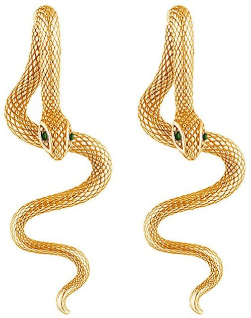 Schlangenohrringe Messing, Gold, Damen - Bild 1