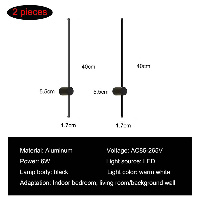 Feiyunlux 2er Set Moderne LED Wandleuchten in Schwarz aus Metall mit Warmweißem Licht für Schlafzimmer und Wohnzimmer - Bild 5