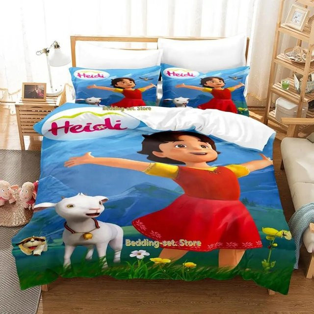Bettwäsche-Set Heidi Maiden of the Alps mit Cartoon-Aufdruck, 3-teilig, Multicolor, B/H: 140 x 200 cm - Bild 1