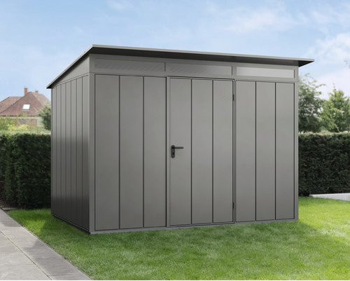 Ecostar Gerätehaus Elegant-P aus Metall in Grau mit B/H/T: 302,8 x 232,3 x 238 cm - Bild 1
