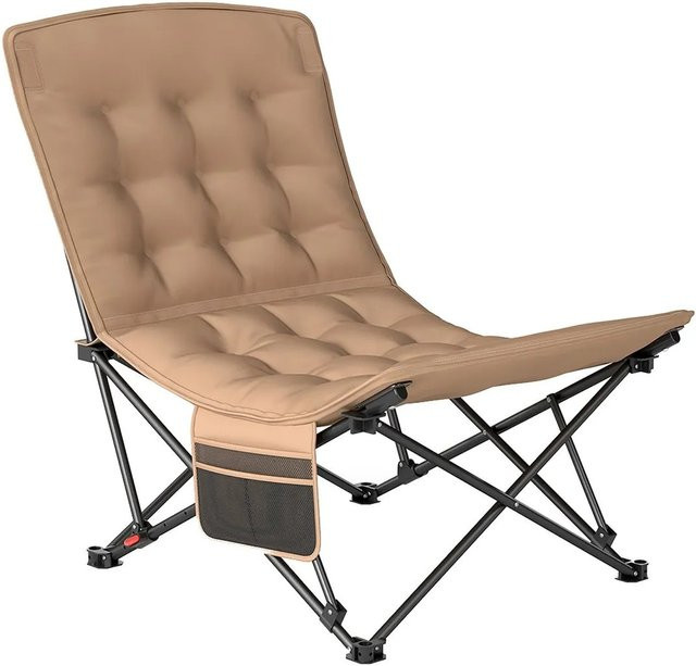 Costway Campingstuhl faltbar gepolstert mit Rückenlehne in Beige, Belastbarkeit bis 225 kg - Bild 1