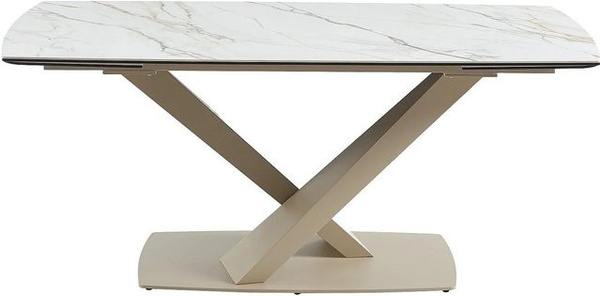 Maison Céphy Esstisch Malata in Beige und Weiß mit Keramikplatte in Marmor-Optik, ausziehbar, B/T/H: 260 x 220 x 76 cm