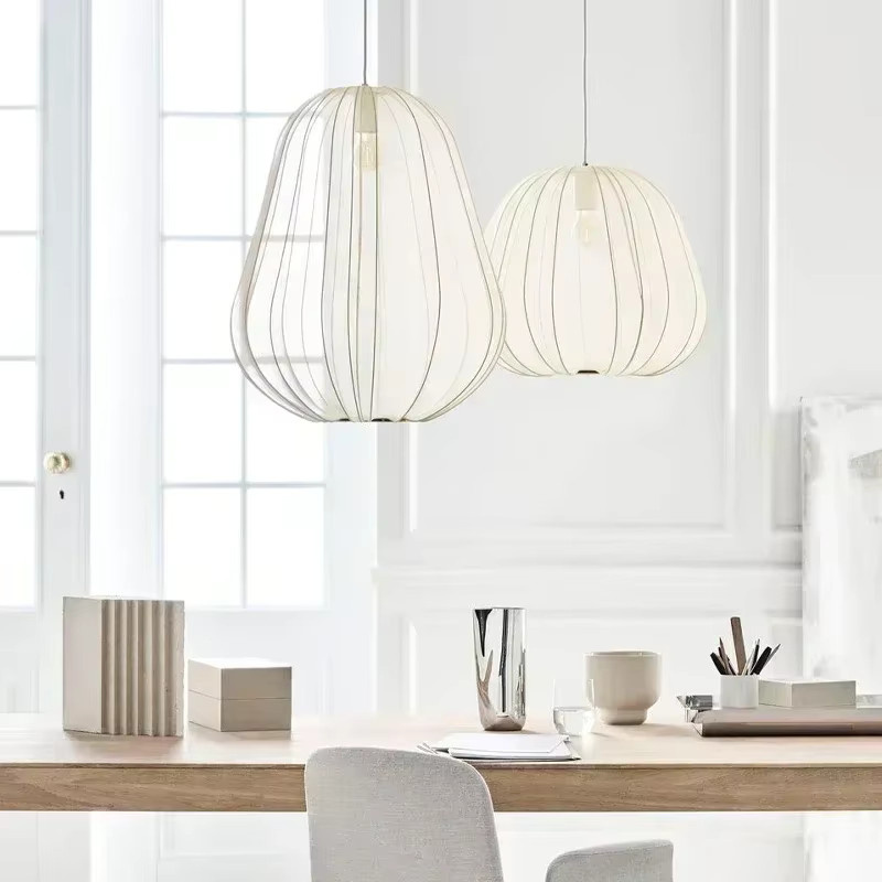 Winfordo Skandinavische Pendelleuchte in Weiß mit Seidenlaternen-Design für Wohnzimmer, Schlafzimmer und Esszimmer - Bild 2