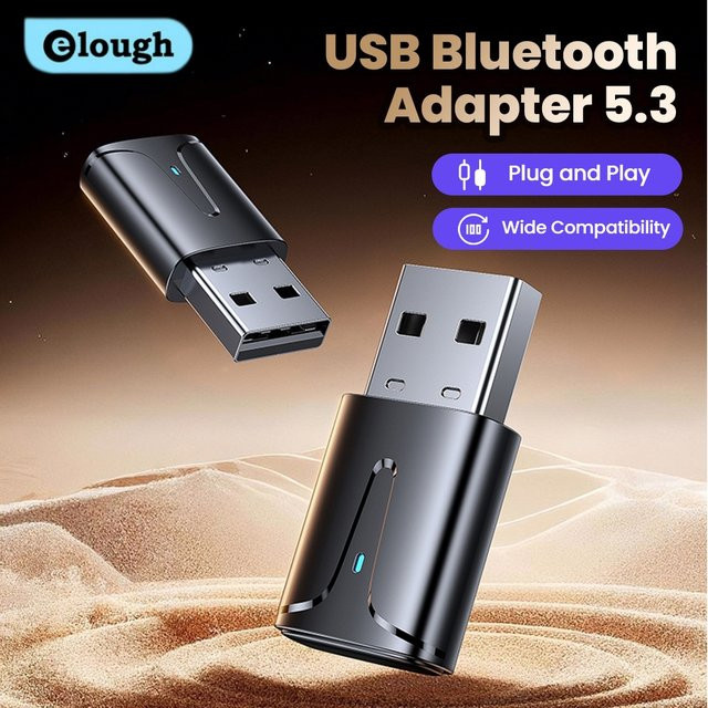 Elough Bluetooth 5.3 USB-Adapter in Schwarz für Computer-Desktop zur gleichzeitigen Verbindung von Kopfhörern, Maus und Tastatur - Bild 1
