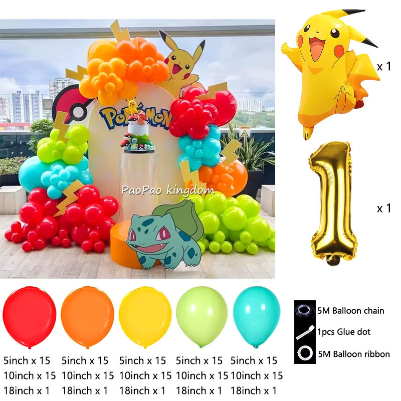 Potdemiel Pikachu Themen Ballon Dekorationsset für Kindergeburtstage in Mehrfarbig - Bild 2