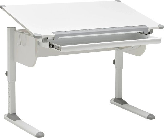 Mömax Schreibtisch Studare in Grau/Weiß, höhenverstellbarer Schreibtisch mit neigbarer Tischplatte für das Home-Office, B/T/H: 110 x 68 x 78 cm - Bild 1