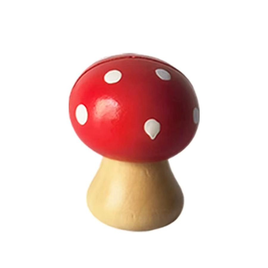 Moderner Notizhalter aus Holz in Pilz-Optik in Rot als platzsparender Visitenkarten- und Fotohalter - Bild 2