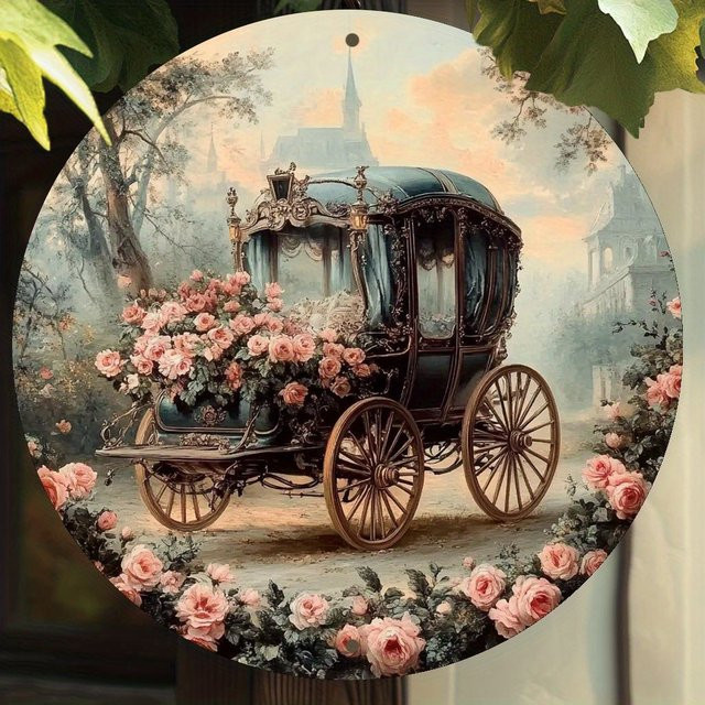 HELLOYOUNG Vintage Wandkunst mit floralem Rosen-Design, runde Wanddekoration in Multicolour, Durchmesser: 20 cm - Bild 1