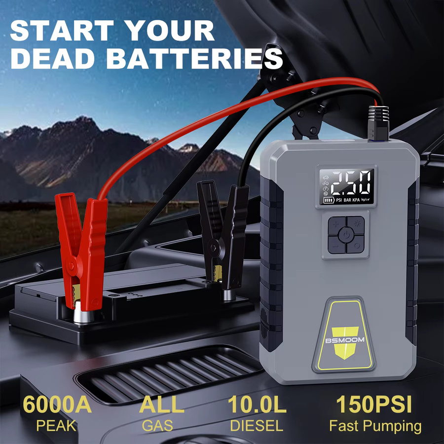 BSMOOM Tragbarer Auto Batterie Booster mit Digital Display und 26800 mAh Power Bank in Grau - Bild 2