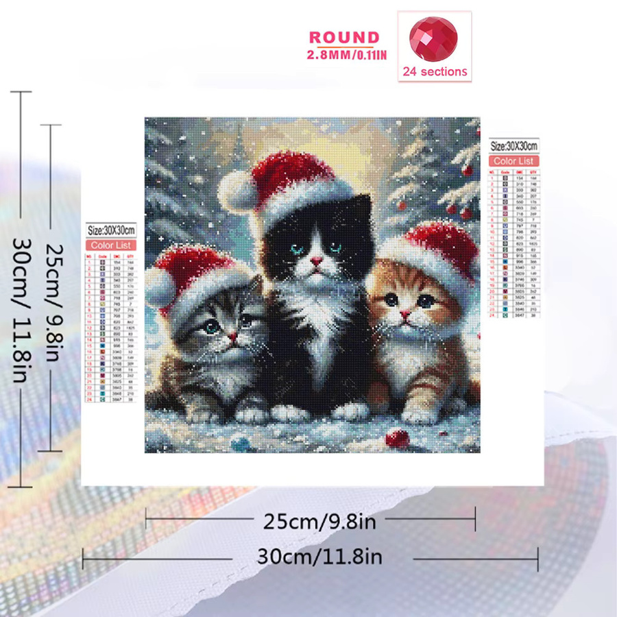 Evershine Diamantstickerei Katze DIY Malset mit runden Acryl-Steinen in Multicolour, B/B/B: 20 x 20 x 20 cm - Bild 2