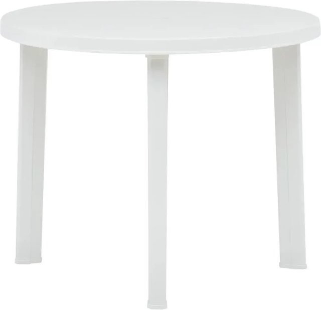 vidaXL Gartentisch aus Kunststoff in Weiß für Garten und Terrasse, Durchmesser: 89 cm, Höhe: 72 cm - Bild 1
