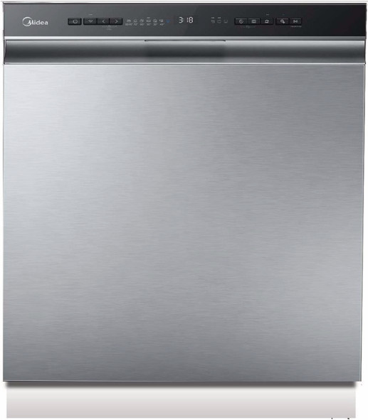 Midea MDWEF1433DSSRB Standgeschirrspüler in Silber mit Aquastop und automatischer Türöffnung, Breite: 60 cm - Bild 1