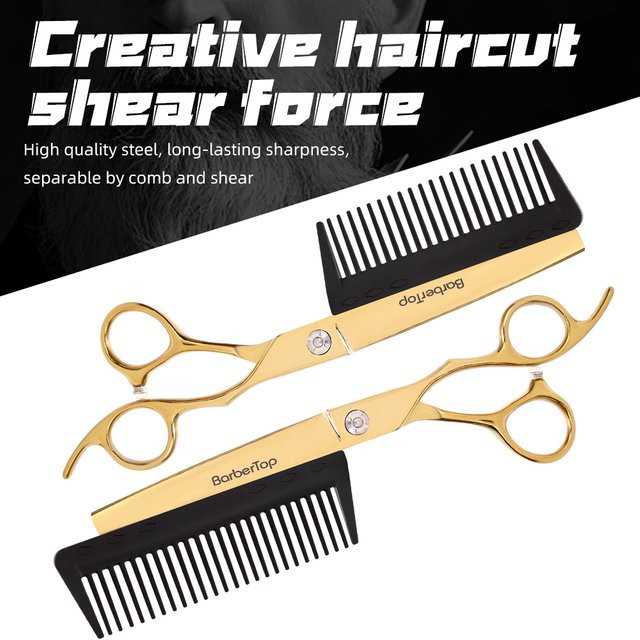 Barber top 2 in 1 Haarschere mit Kamm, Gold, Unisex - Bild 1