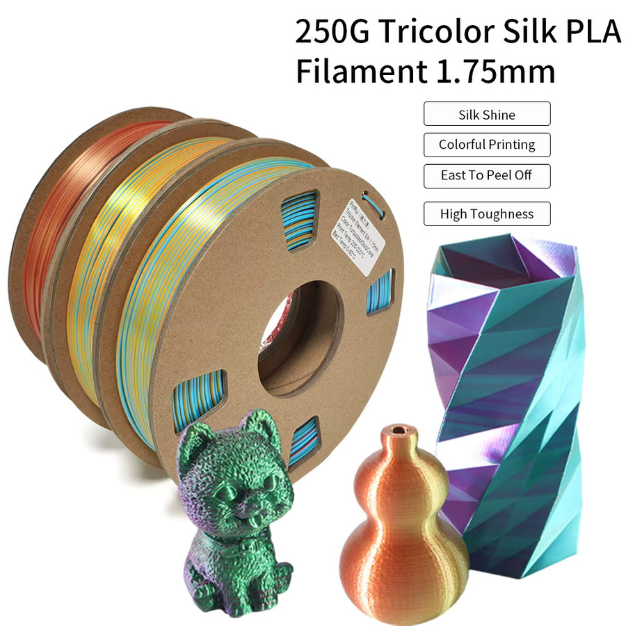 FYSETC Seiden-PLA-Filament Regenbogen Multicolor 1,75 mm 250 g/Rolle für FDM 3D-Drucker - Bild 2