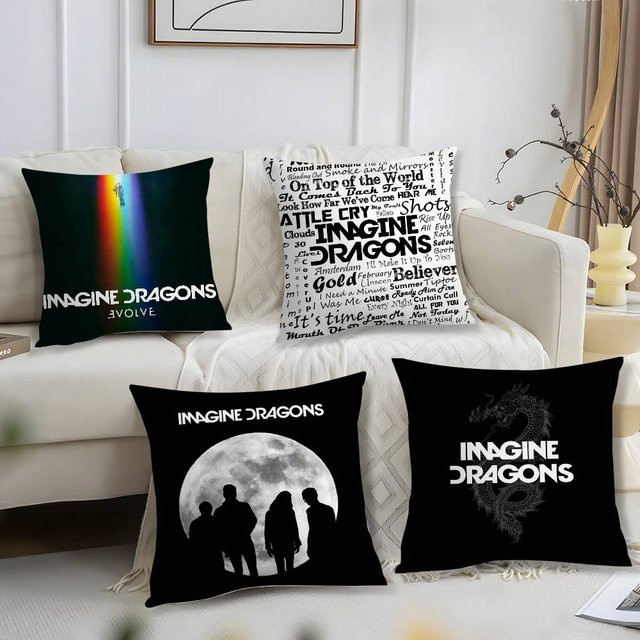 I-Imagine D-Dragons Kissenbezug aus Plüsch, quadratisch, Multicolour, B/B/B: 30 x 30 x 30 cm - Bild 1