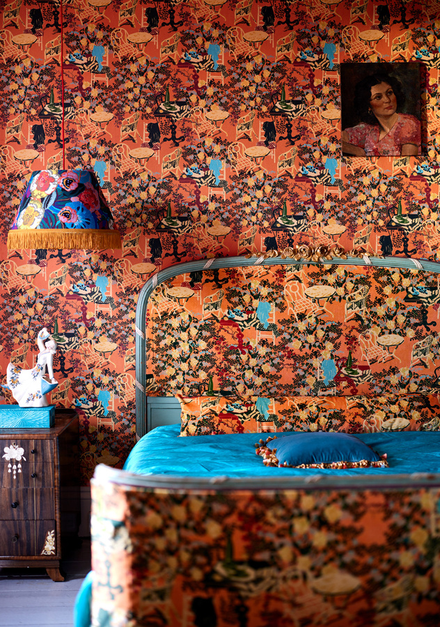 Mindthegap Tapete La Brasseria in Orange und Multicolour, Vlies-Tapete im Boho-Stil - Bild 1