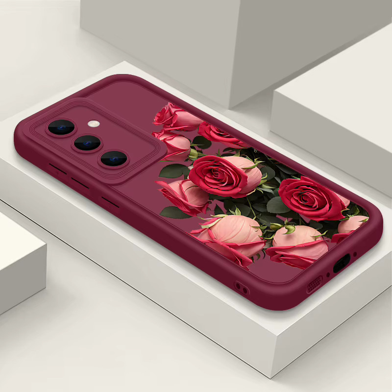 Handyhülle mit rotem Rosen-Print für Samsung Galaxy S25 S26 S24 S23 Ultra FE und A-Serie 5G, TPU Cover in Rot - Bild 4