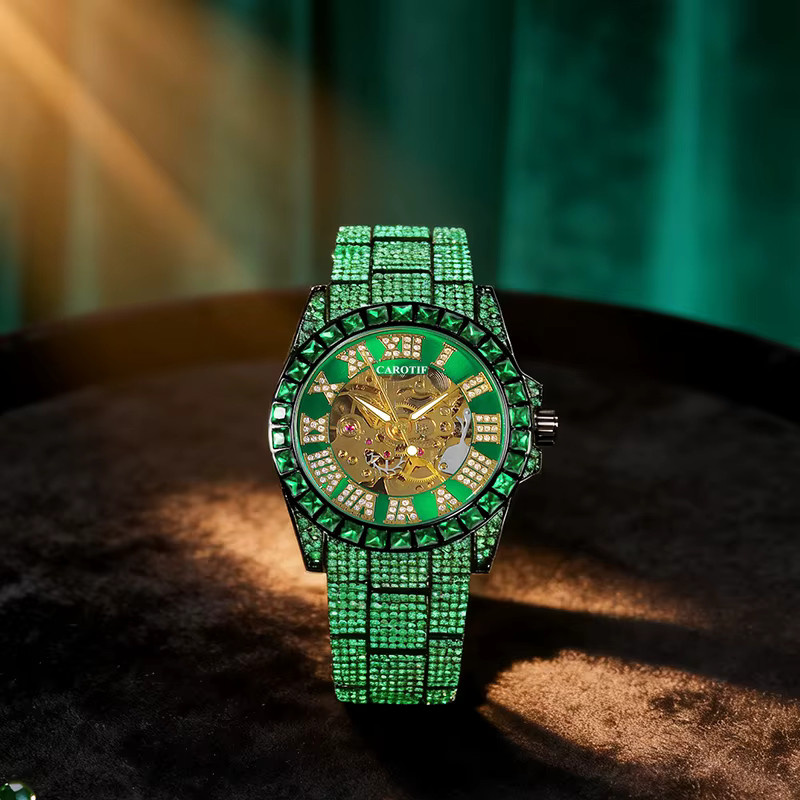 Herren Armbanduhr Automatik, Edelstahl, Grün, Rund - Bild 3