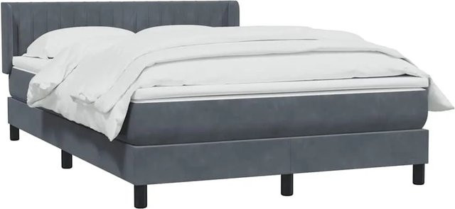 vidaXL Boxspringbett mit Matratze Dunkelgrau aus Samt, Hybrid-Bett mit Taschenfederkern, B/T: 160 x 210 cm - Bild 1