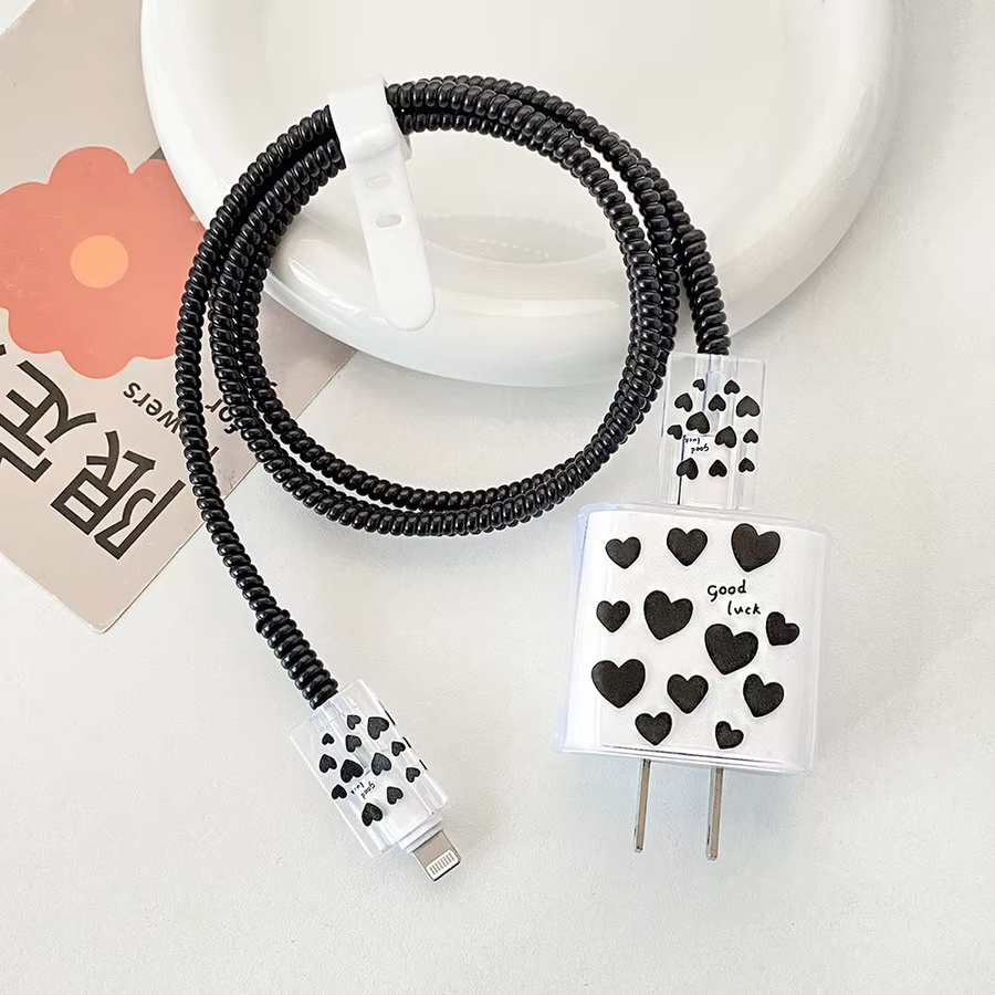 5er-Set Herz-Ladekabel-Schutzhüllen und Kabelwickler für iPhone 18W/20W Ladegeräte - Bild 1
