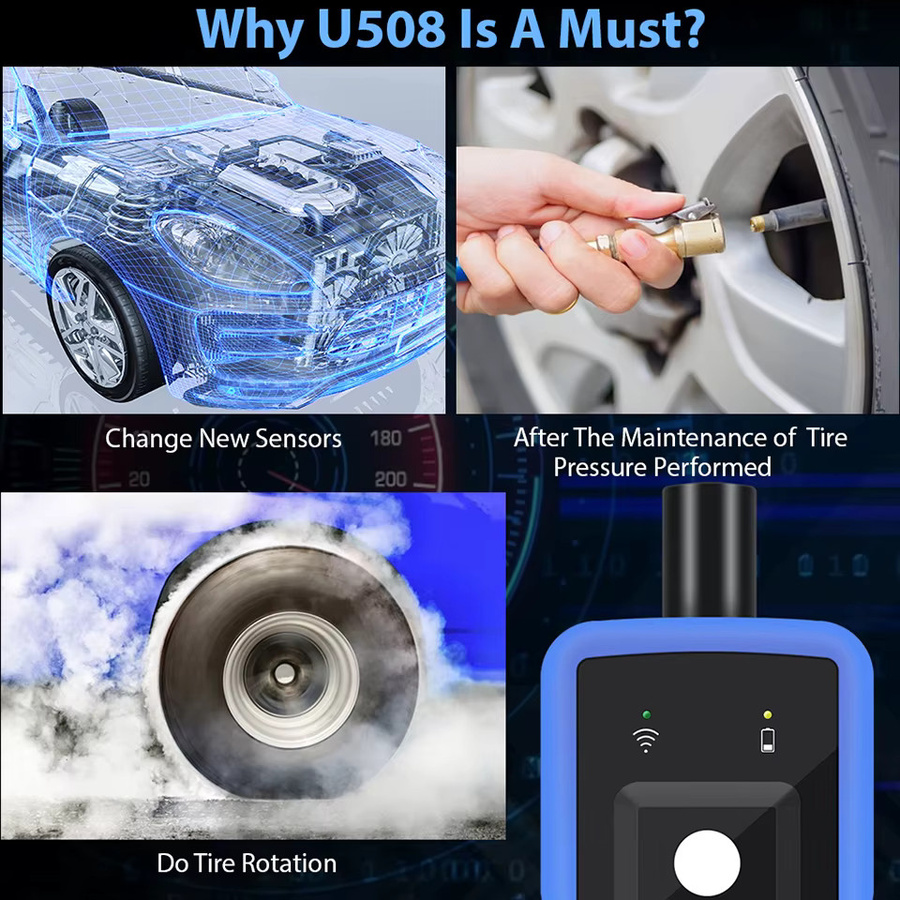 Universelles TPMS-Reset-Tool U508 ELMCONFIG in Blau zum Neulernen des Reifendruckkontrollsystems für Ford, Jeep, GMC und Chevrolet - Bild 2