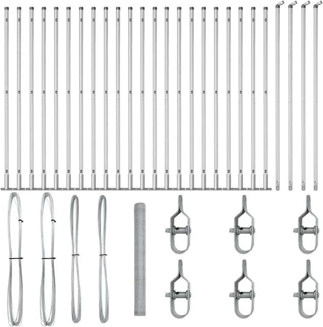 vidaXL Zaunpfosten aus Stahl in Silber, Höhe: 160 cm, Breite: 50 cm, Maschenweite: 23 mm - Bild 1