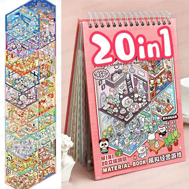 20er Set Emenne Cartoon Landschaft Aufkleber für DIY Projekte in Mehrfarbig - Bild 1