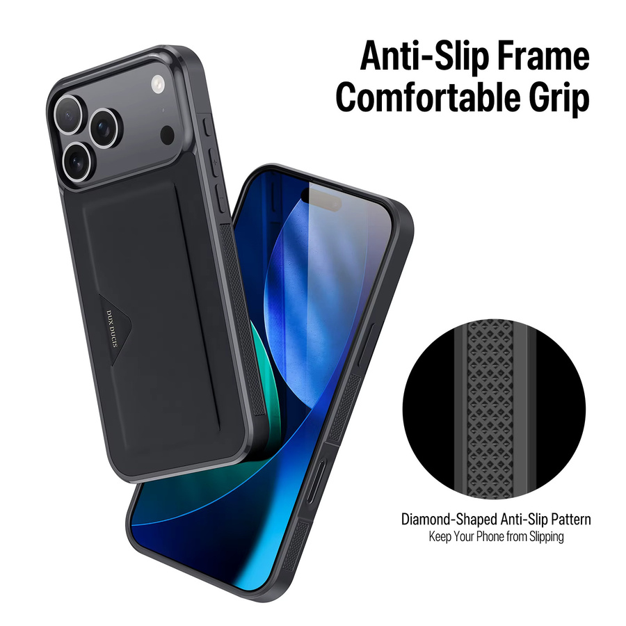 DUX DUCIS Schutzhülle für iPhone 17 Pro Max mit Kartensteckplatz in Schwarz, stoßfeste und rutschfeste Hülle mit schlanker Abdeckung - Bild 3
