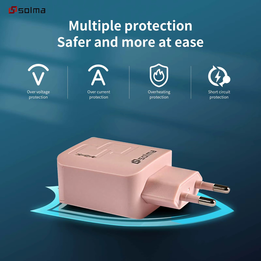 Solma 2-Port USB Wandladegerät mit EU-Stecker für iPhone, Android und Kameras - Bild 4