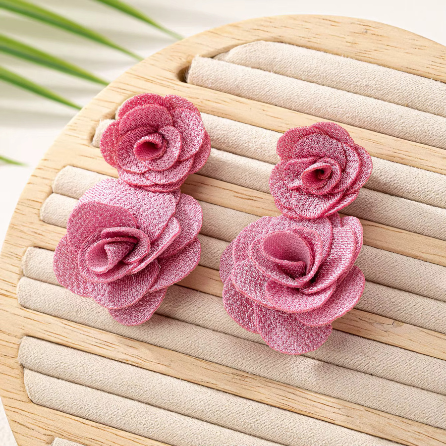 Ohrringe, Stoffblumen, blumenförmig - Bild 2