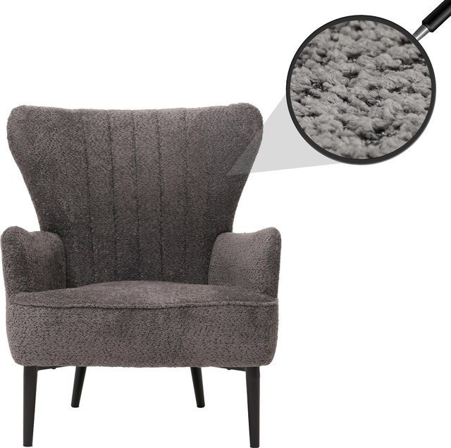 MCW Lounge-Sessel K37 als Cocktail- und Ohrensessel aus Chenille-Stoff in Dunkelgrau mit Öko-Tex Zertifizierung - Bild 1