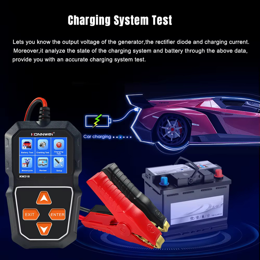 KONNWEI KW218 Autobatterie-Diagnosegerät für 6V-12V in Schwarz zur Fehleranzeige und Testung des Batterieladestatus - Bild 3
