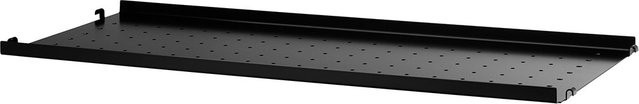 String Regalboden aus Metall mit niedriger Kante in Schwarz B: 78 cm, T: 30 cm - Bild 1