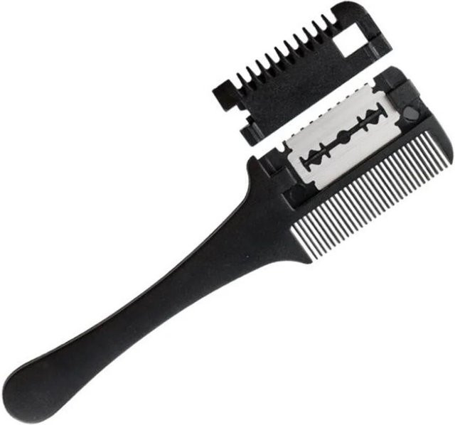 Haarschneidekamm mit Rasierklingen und Friseurschere, Schwarz, Unisex - Bild 1