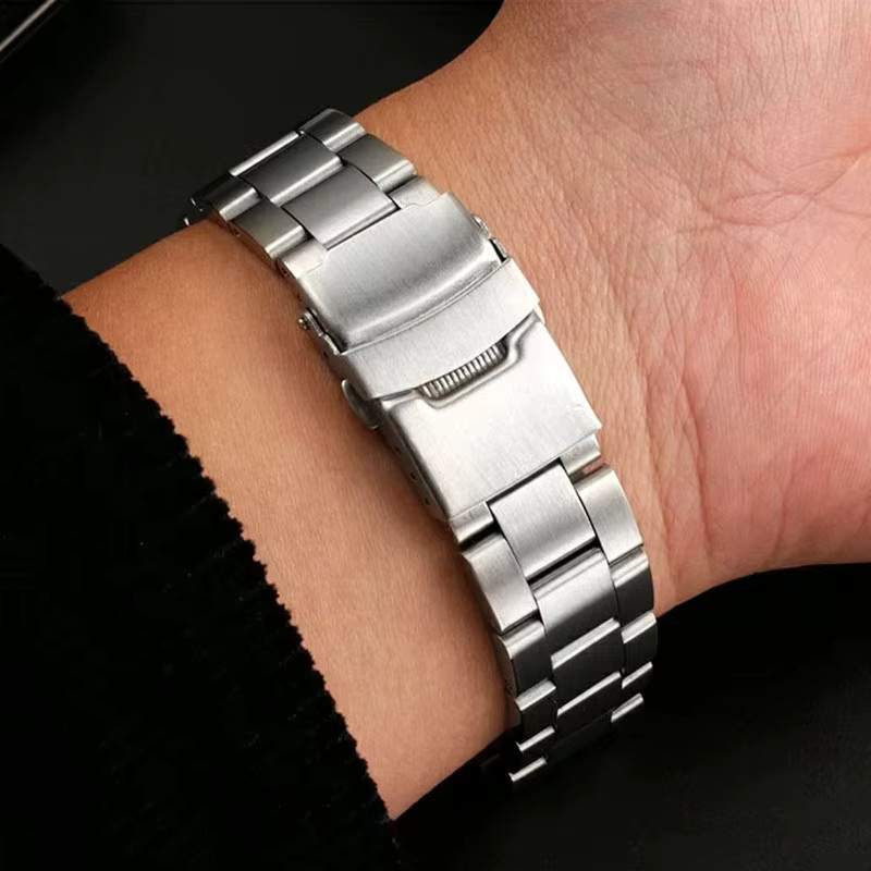 Hiyii Uhrenarmband Edelstahl, Silber, 20 22 mm - Bild 4