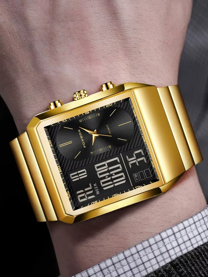 FOXBOX Armbanduhr Herren, Edelstahl, Chronograph, Quarz, Schwarz - Bild 6
