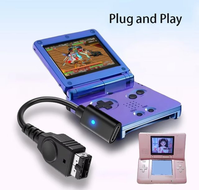 USB Typ-C Ladekabel für Nintendo Game Boy Advance SP GBA mit LED-Anzeige in Schwarz - Bild 1