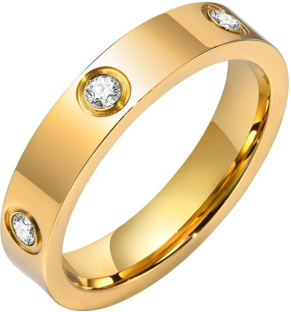 Vnox Ring Set, Edelstahl, Zirkonia, Damen, Gold - Bild 1