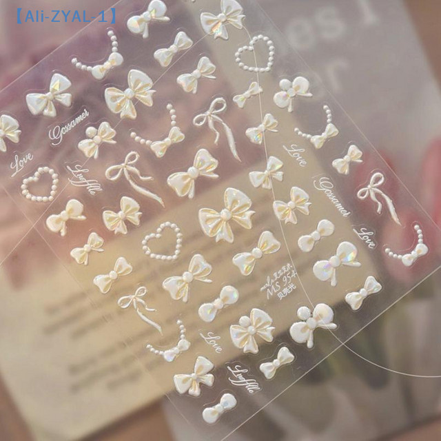 ZYAL-1 Nagelaufkleber, Polka-Dot-Schleifen, Perlen, Herz, Glänzend - Bild 1