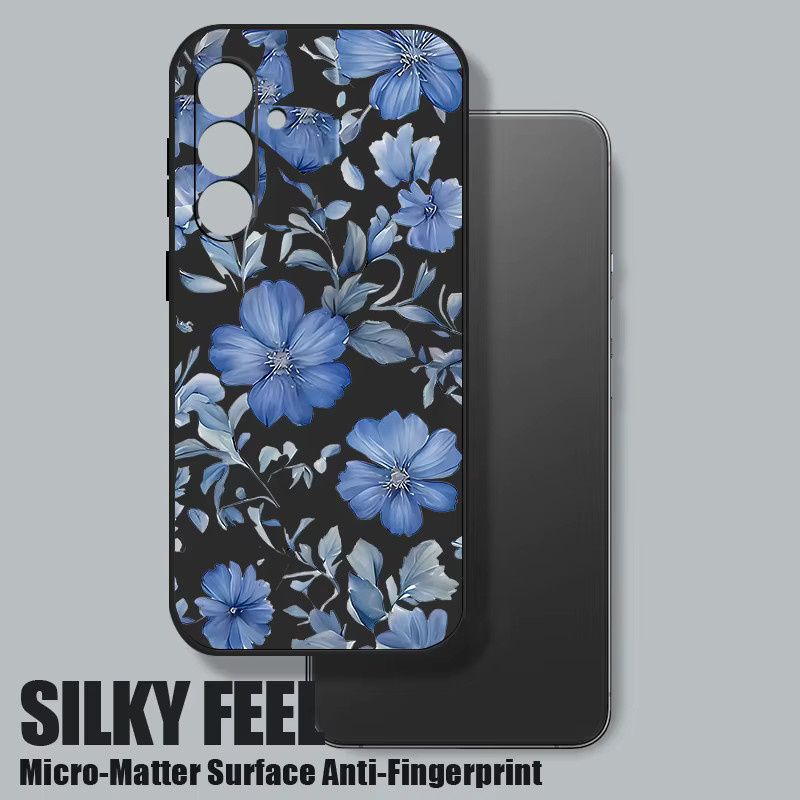 Samsung Handyhülle mit Blumen- und Pflanzenmuster in Grau für Galaxy S26 S25 S24 S23 S22 Ultra FE A57 A37 A56 A17 A16 A36 A55 A54 A15 als weiche Schutzhülle - Bild 4