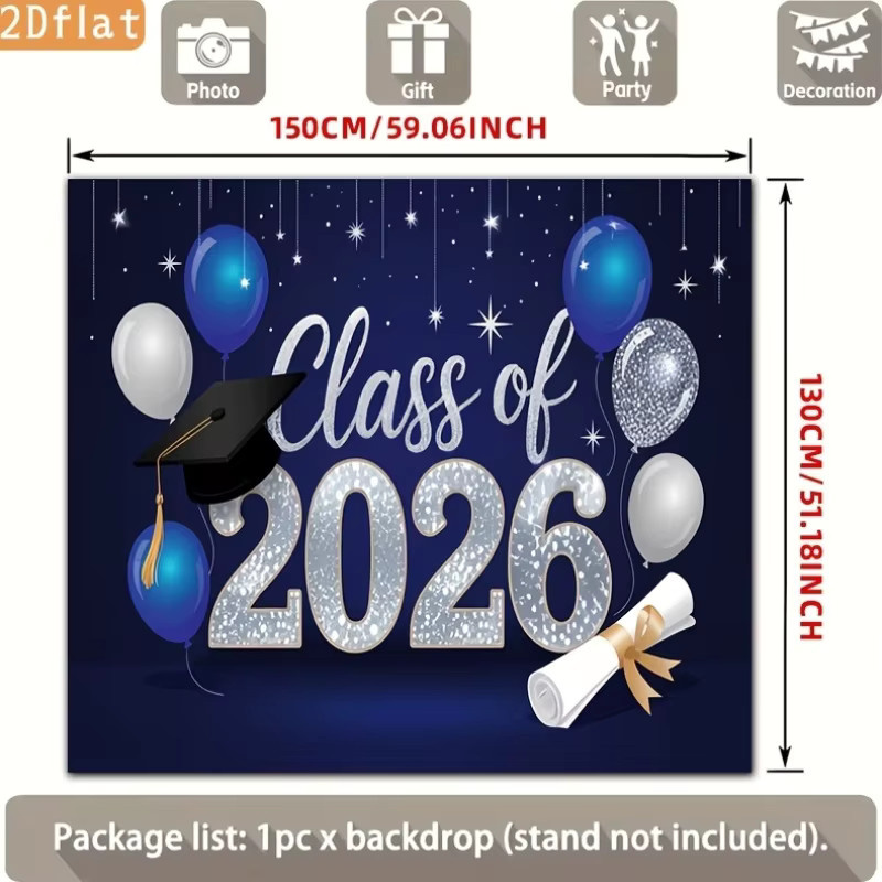 VIKAMA Abschlussfeier Banner 2026 in Silber-Glitzer zur Dekoration von Festlichkeiten - Bild 4