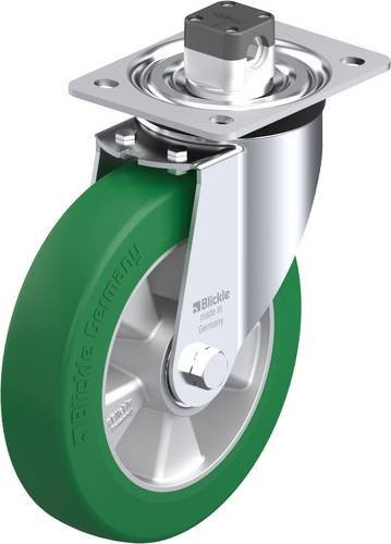 Blickle Lenkrolle L-ALST 200K-CS11 mit Feststeller in Grün und Silber, Rad-Durchmesser: 200 mm, Tragfähigkeit: 400 kg - Bild 1