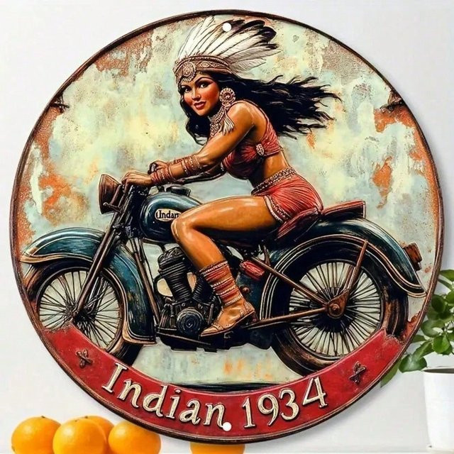 CIFBUY Vintage Retro Metallschild Rund aus Aluminium, Wetterfeste Wandkunst für Garage und Bar, Durchmesser: 30,48 cm, Mehrfarbig - Bild 1