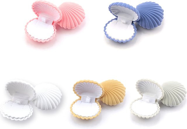 SMI Fine Schmuckschatulle in Muschelform aus Samt in Grau für Ringe und Ohrringe - Bild 1