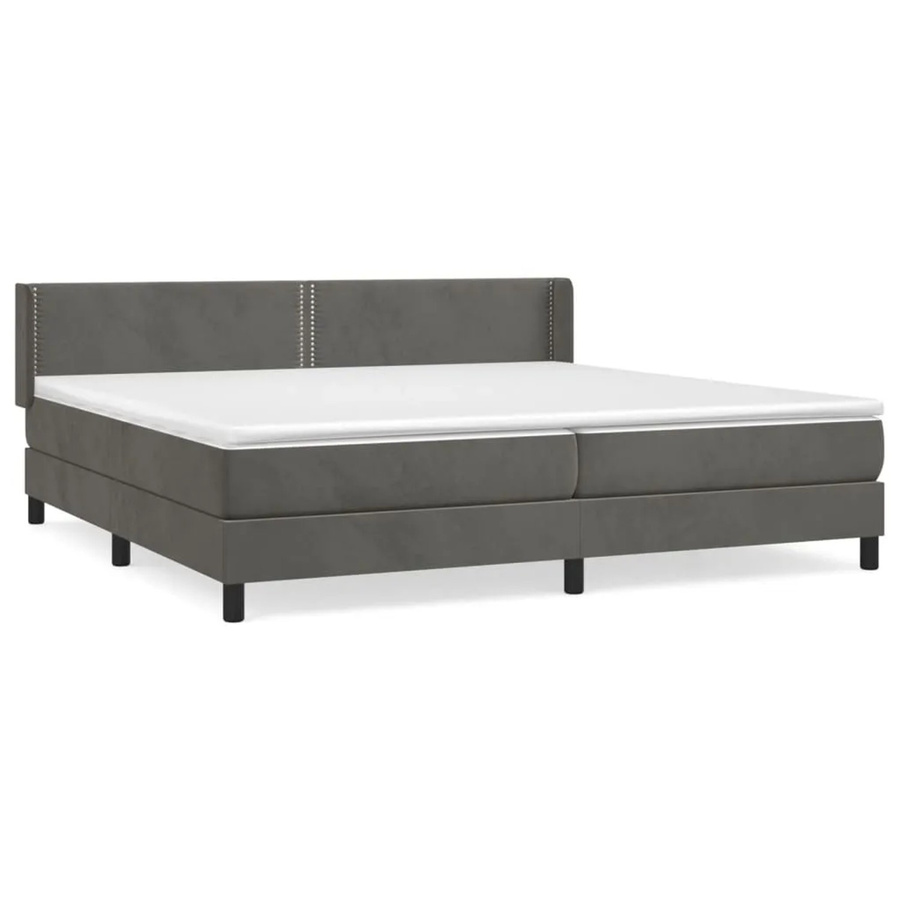 vidaXL Boxspringbett mit Matratze in Dunkelgrau aus Samt, Hybridbett mit Taschenfederkern, B/T/H: 200 x 200 x 203 cm - Bild 2