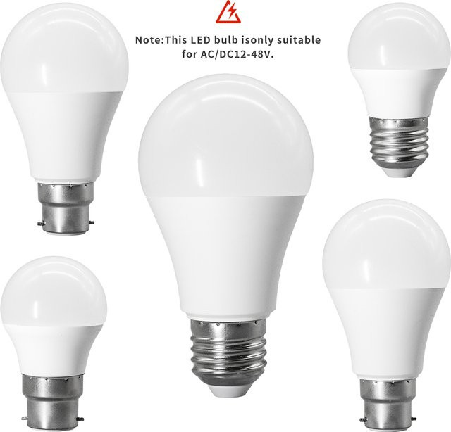 50 Stück LED-Glühbirnen AC/DC 12V 24V mit B22 Fassung, Warmweiß 3000K, für Außenbeleuchtung - Bild 1