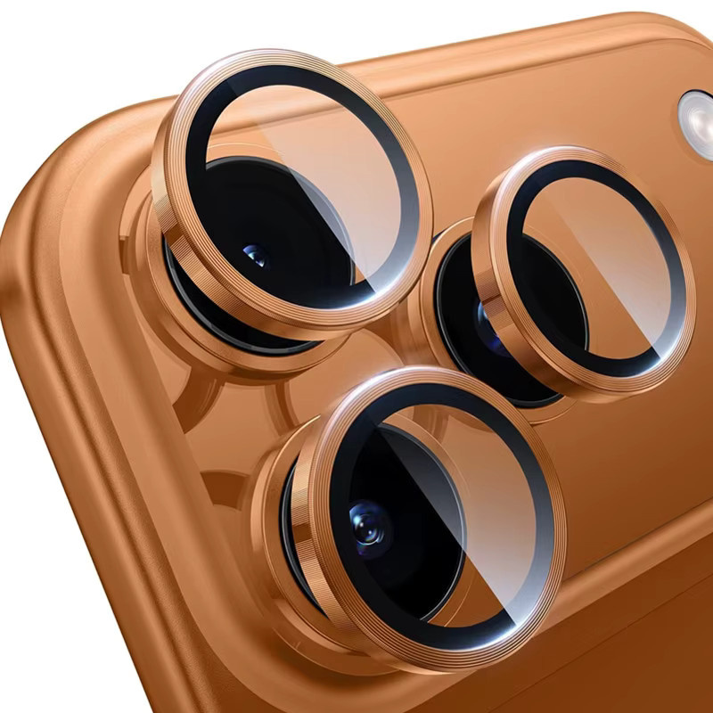 Kamera Objektiv Schutz aus Metall und Glas für Apple iPhone 17 Air 16 15 14 13 Pro Max Plus in Gold und Transparent - Bild 3