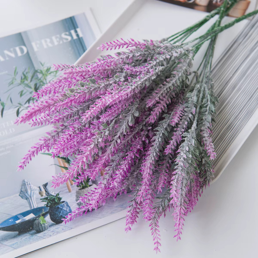 Künstlicher Lavendel aus Kunststoff in Mehrfarbig und Rosenrot für Tischdekoration, Hochzeit und Brautstrauß, 5 Stück - Bild 1