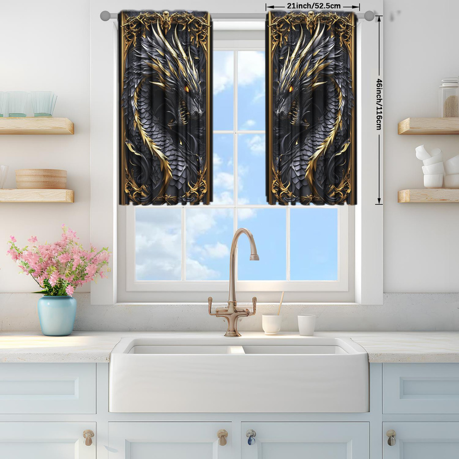 2er-Set Schwarzdrachen Fensterbehandlung mit 3D-Druck in Schwarz von Household supplies MH, semi-transparent, B: 52,5 cm, H: 116 cm - Bild 2