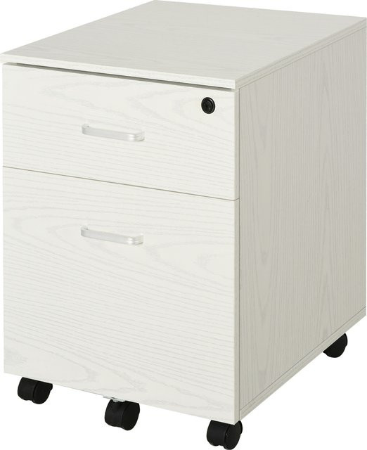 Vinsetto Büroschrank Aosom Dokumentenschrank aus Holz mit 2 Schubladen und Schloss in Weiß, B/T/H: 40 x 45 x 55,6 cm - Bild 1